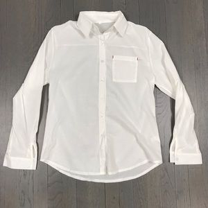Classic White Front Pocket Long Sleeve Button Down